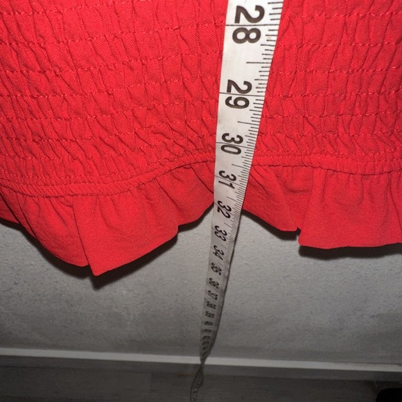 Storia Smocked Red Linen Mini Dress Size S‎ Ruffle - Picture 11 of 11